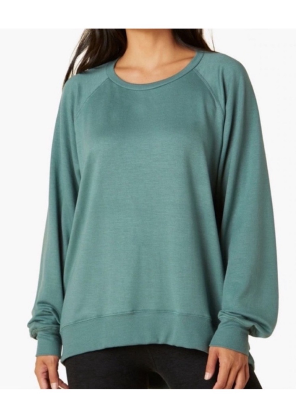 Beyond Yoga Cozy Fleece Saturday Pullover Sweatshirt Oversized Green Top Small S